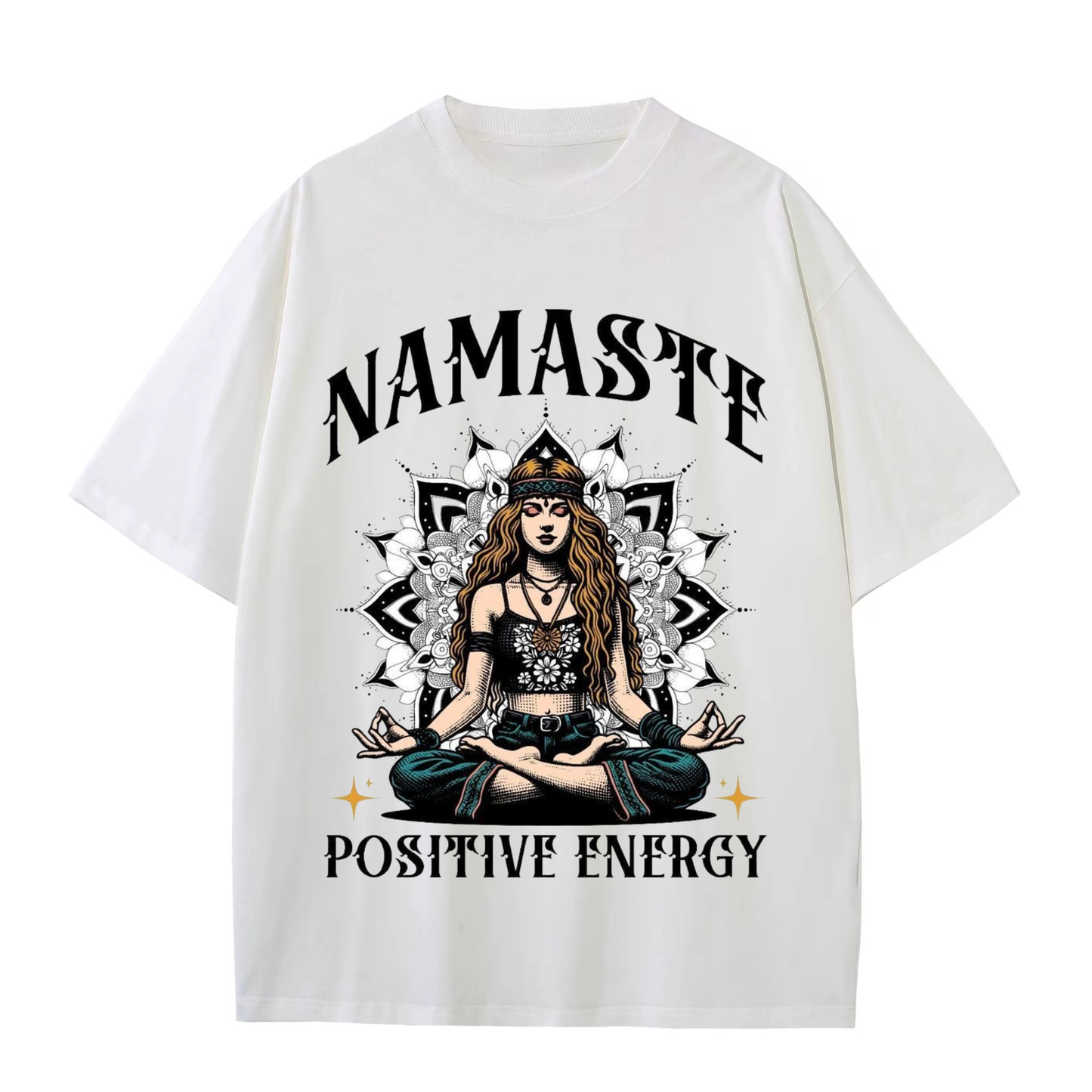 Namaste Positive Energy T-Shirt – Boho Yoga Graphic Tee for Men & Women