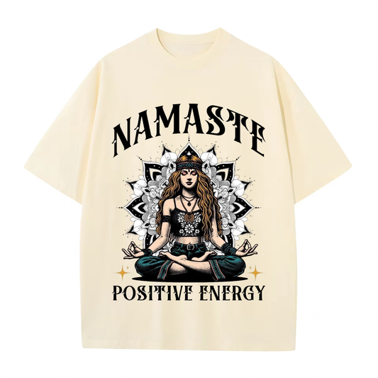 Namaste Positive Energy T-Shirt – Boho Yoga Graphic Tee for Men & Women