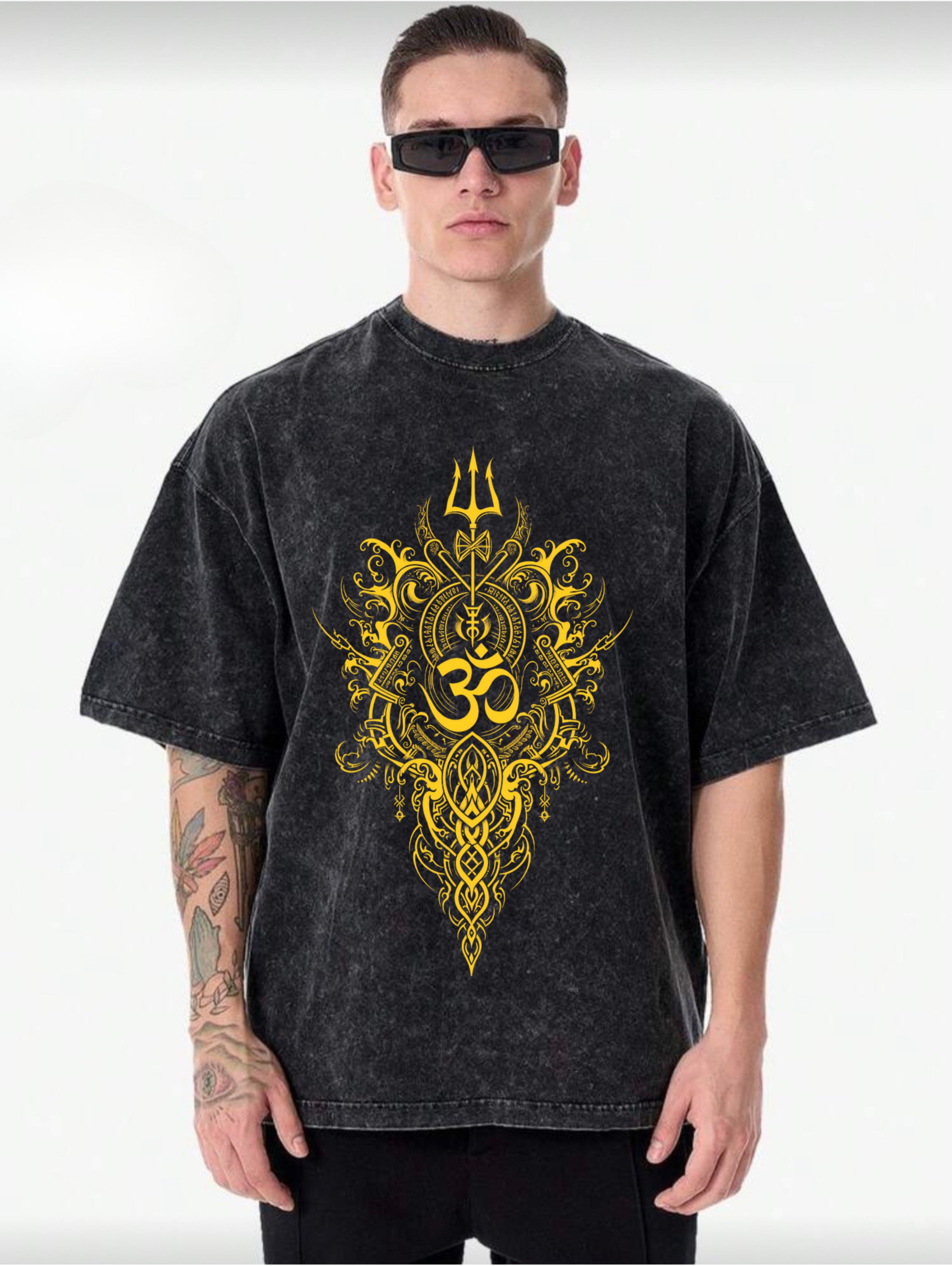 Acid washed T-shirt blessing God shiva – Rebel Brand