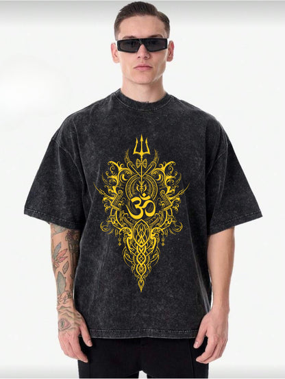 Acid washed T-shirt blessing God shiva