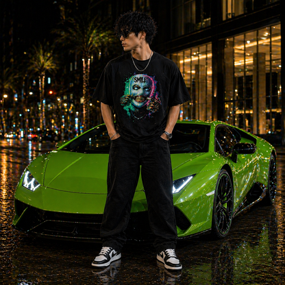 REBEL “SMILE MASK” Graphic T-Shirt – Premium Streetwear Black Tee