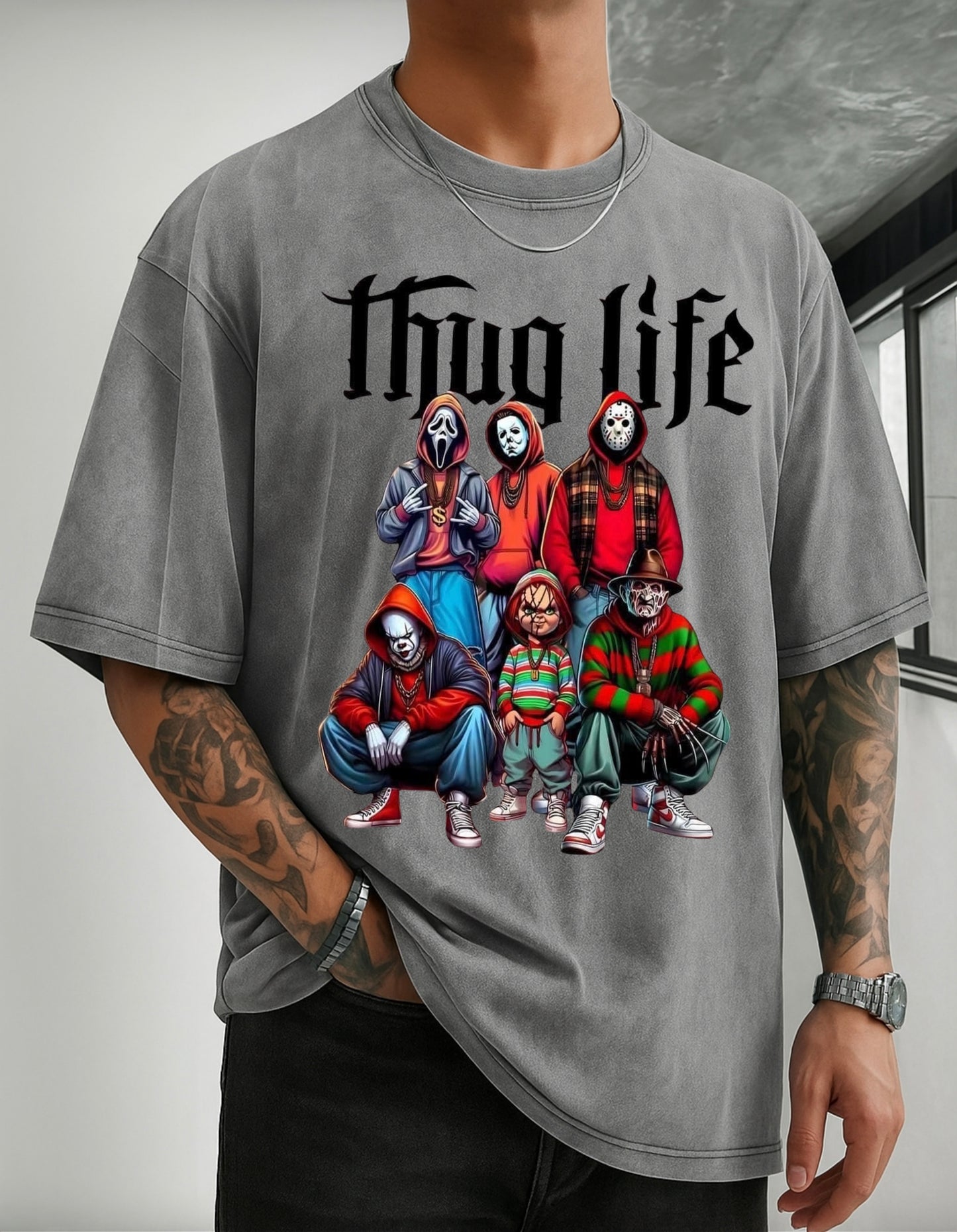 Thug life acid washed T-shirt