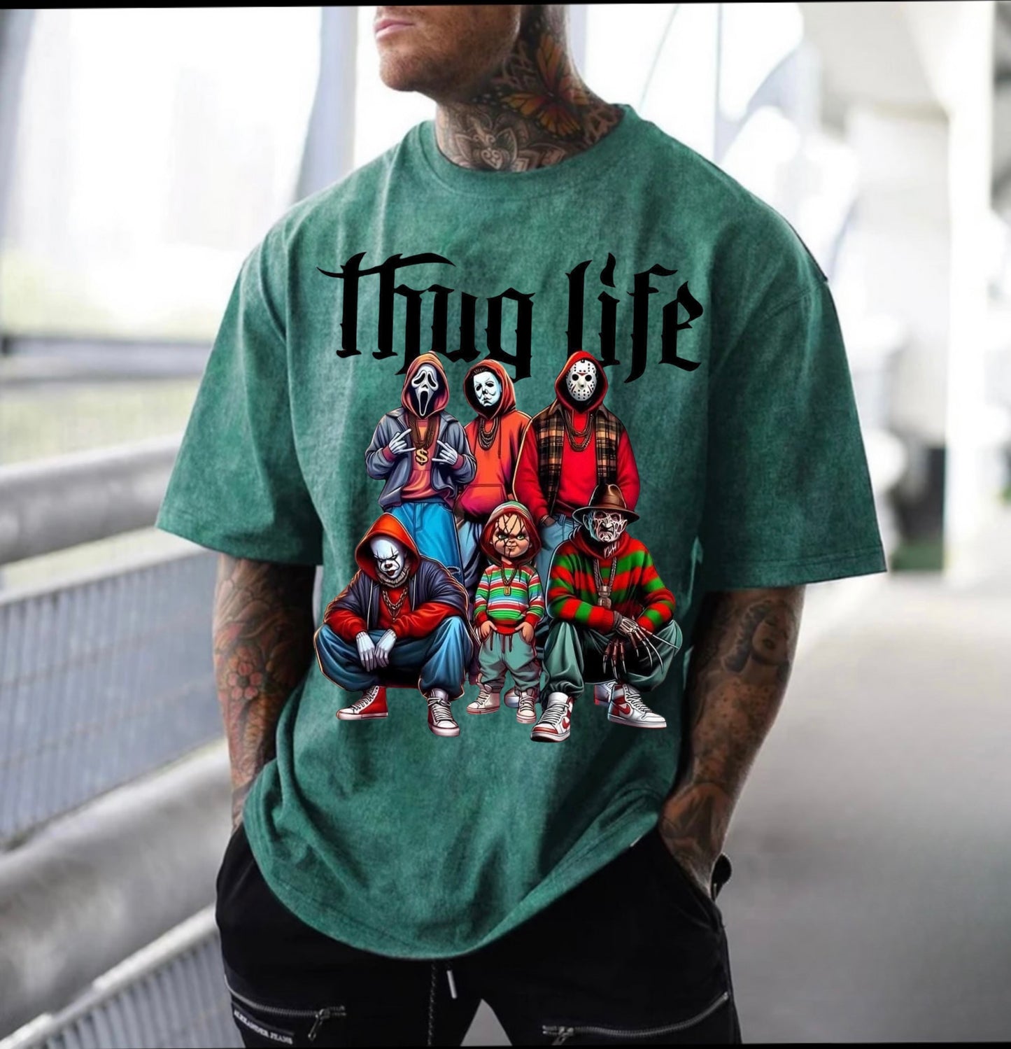 Thug life acid washed T-shirt