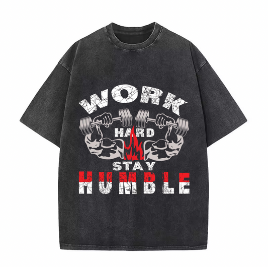 Work Hard Stay Humble Oversized Gym T-Shirt