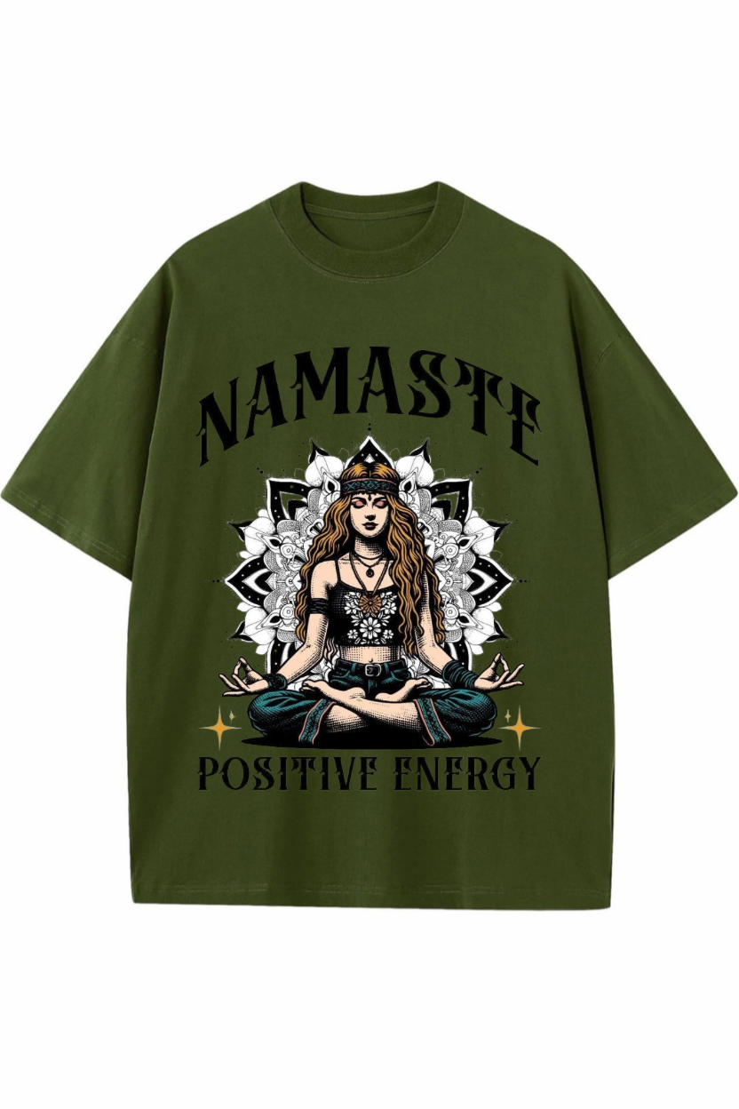 Namaste Positive Energy T-Shirt – Boho Yoga Graphic Tee for Men & Women