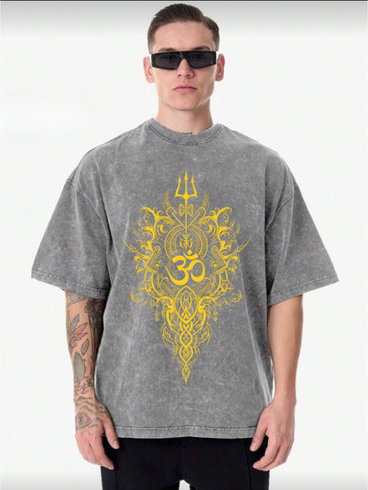 Acid washed T-shirt blessing God shiva