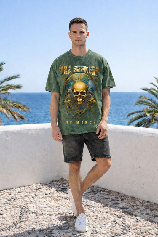 The Seekers Skull Graphic T-Shirt – Acid Washed Streetwear | REBEL BRAND