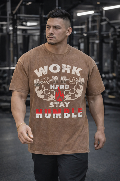 Work Hard Stay Humble Oversized Gym T-Shirt
